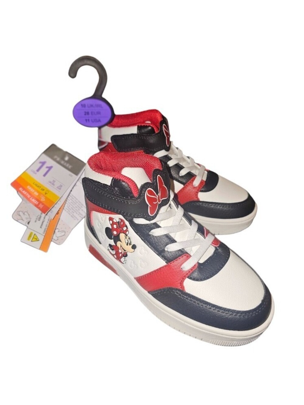 Primark Exclusive Disney Minnie Mouse Hi-Top Sneakers Light Up Shoes Girls Sz 11